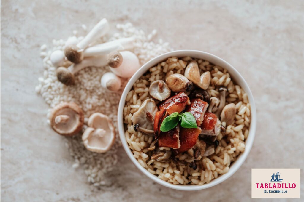 Arroz meloso con cochinillo tabladillo