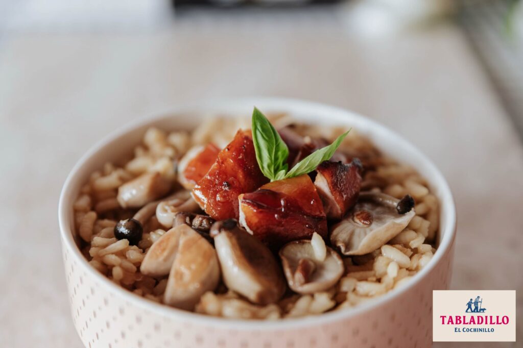 Arroz meloso con setas de temporada